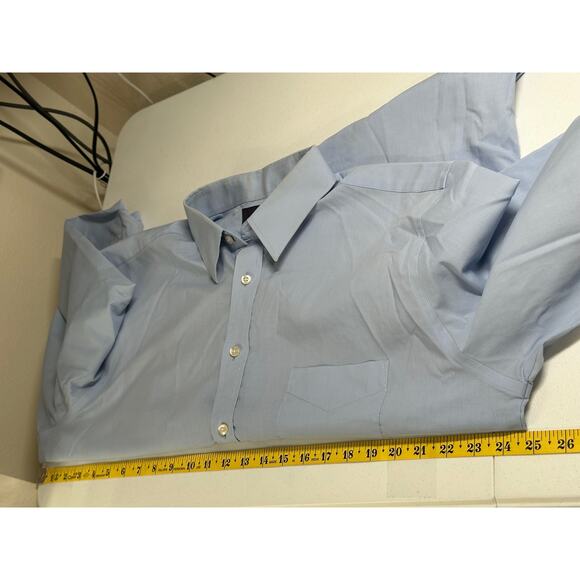Stafford Shirt Mens 17 Blue Regular Fit Button Up Long Sleeve‎ Dress Performance - Picture 8 of 10